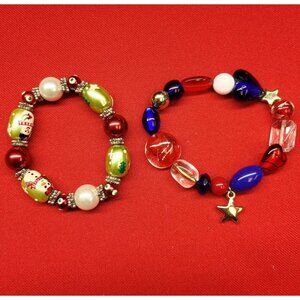 Christmas Bead Bracelets Set of 2